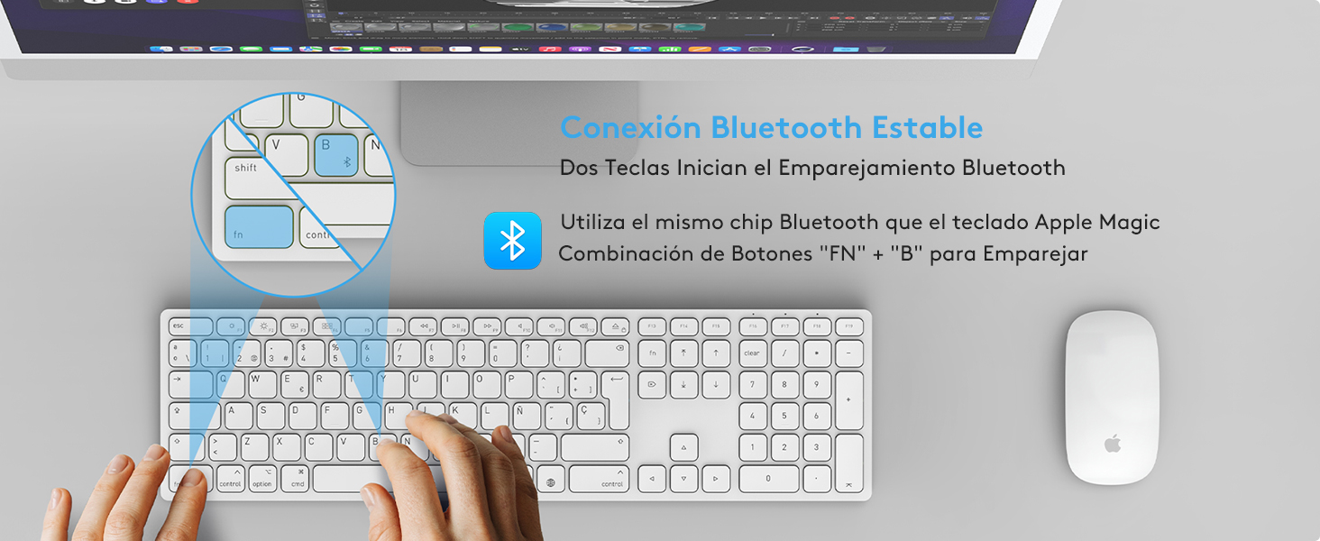 Conexión Bluetooth Estable Dos Teclas Inician el Emparejamiento Bluetooth